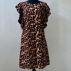 Laundry Shelli Segal Leopard Ruffle Sleeve Dress